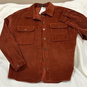 Velvet Heart Women’s Button Down Corduroy Shirt Rust. NWT